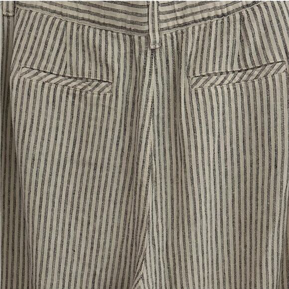 J Jill Wide Leg Linen Pinstripe Cropped Ankle Pants Sz 2X Cream and Denim Blue - Picture 4 of 8